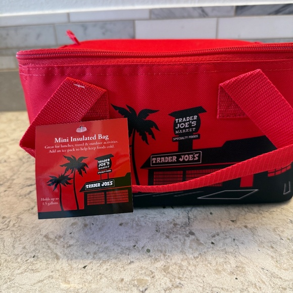 NWT Red‎  & Black Trader Joe's Mini Insulated bag - Picture 5 of 7